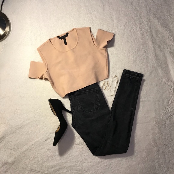 NWOT BCBGMAXAZRIA Miles Knit Sweater Crop Top - Picture 1 of 8